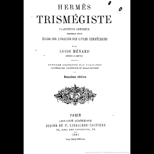 Hermès Trismégiste Louis menard 1827